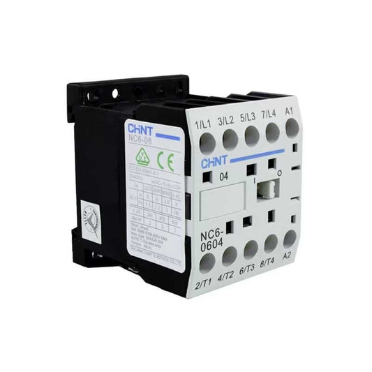 Minicontactor CHINT NC6-0604 – 6 A AC-3, 4 polos (4NO), bobina 220 V AC