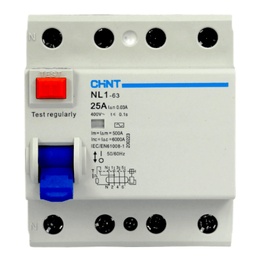 Interruptor Diferencial CHINT NL1 4P 25A 300mA Tipo AC – Código 070242530CH