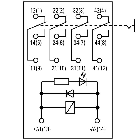 RELÉ CRM40024TLD 4 CONTACTOS 24V DC 7A PULSADOR SI - 3053080000