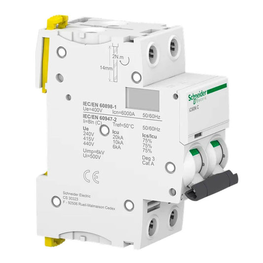 Interruptor Termomagnético Schneider Electric Acti9 iC60H A9F85163 1P 63 A 10 kA Curva D – Código A9F85163