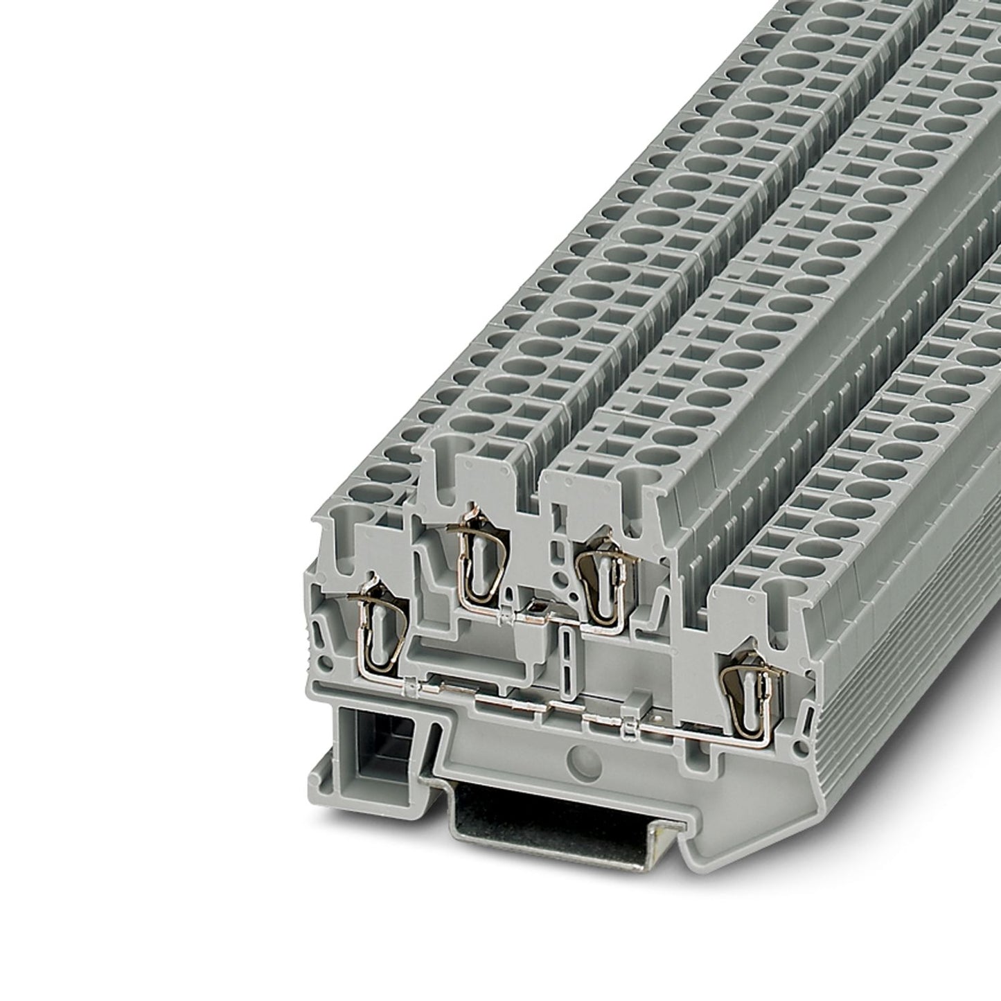 Borne de resorte de doble piso STTB 2,5 – 2,5 mm², 500 V, 22 A, conexión por resorte, color gris