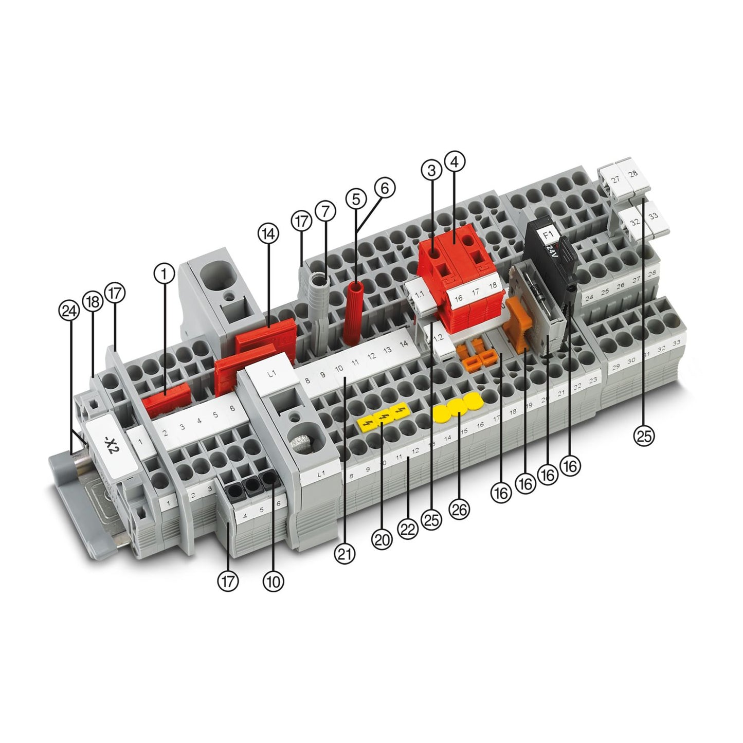 Borna de paso ST 2,5 – Conexión por resorte, 800 V, 24 A, 2,5 mm² 3031212