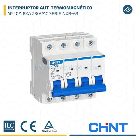 Interruptor Termomagnético CHINT NXB-63H 4P 10A 10kA Curva C – Código 07031410CH