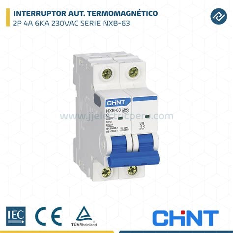 Interruptor Automático CHINT NXB-63 2P 4A 6kA Curva C – Código 070102004CH