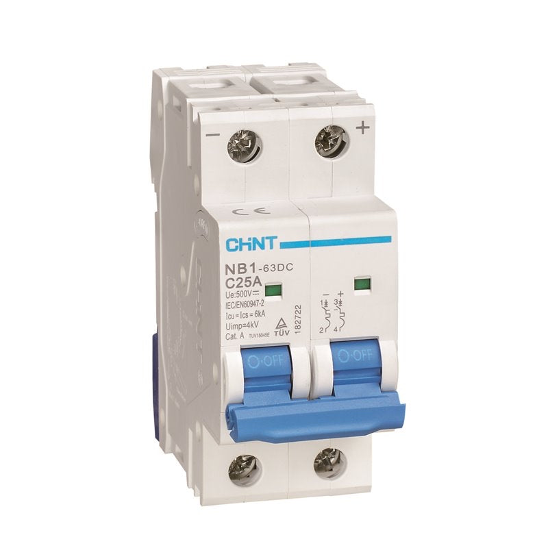 Interruptor Termomagnético CHINT NB1‑63DC 2P 6 A 500 V DC Curva C – Código 07032206CH