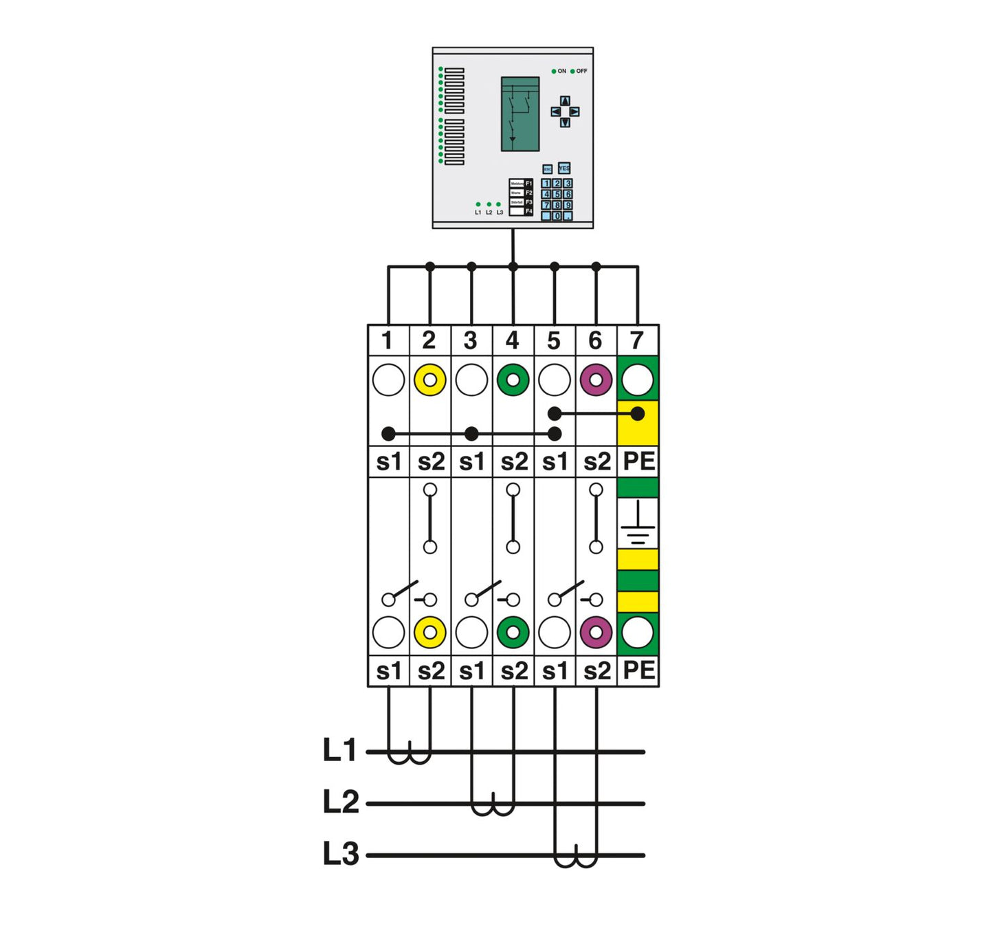 Borne interruptor para circuito de medida UTME 6 – 6 mm², 500 V, 30 A, conexión por tornillo, color gris