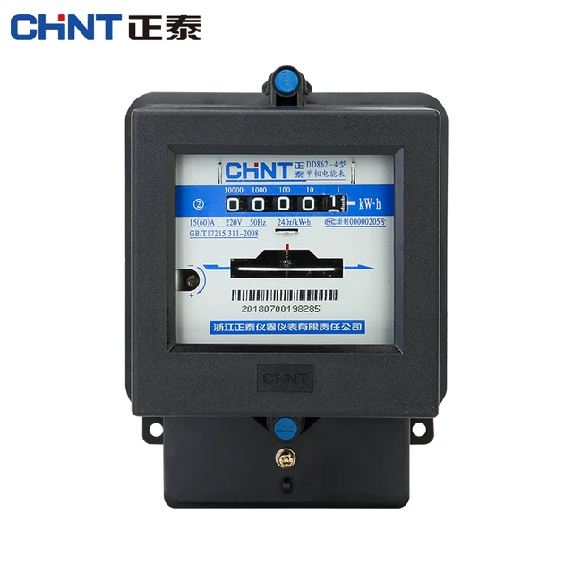 Medidor electromecánico CHINT DD862‑4 Monofásico 10(40) A 220 V Clase 2 – Código 2713381CH