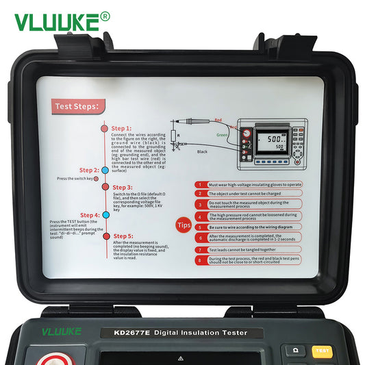 Arriendo Probador Digital de Resistencia de Aislamiento de Alta Tensión VLUUKE KD2677E (Megóhmetro 5 kV)