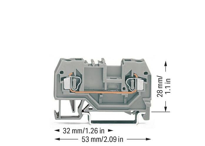 Borne de paso WAGO 280-901 – 2 conductores, 2,5 mm², CAGE CLAMP®, 800 V, 24 A, gris