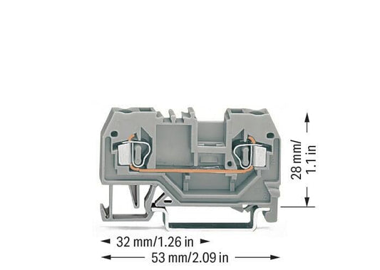 Borne de paso WAGO 280-901 – 2 conductores, 2,5 mm², CAGE CLAMP®, 800 V, 24 A, gris