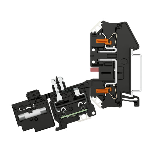 Cabeza portafusible P-FU 5X20 – Para fusibles tipo G (5 x 20 mm), conexión enchufable, color negro