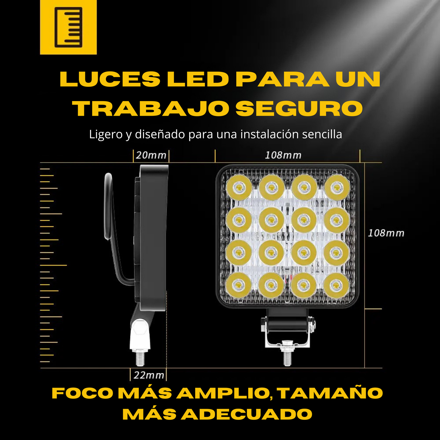 Foco LED de Trabajo 16 Led 18W