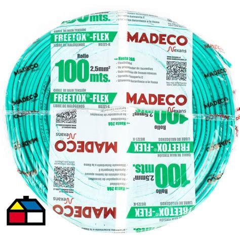 Cable Eléctrico MADECO Freetox-Flex 2,5 mm² Verde 100 m – Libre de Halógenos, Certificado SEC