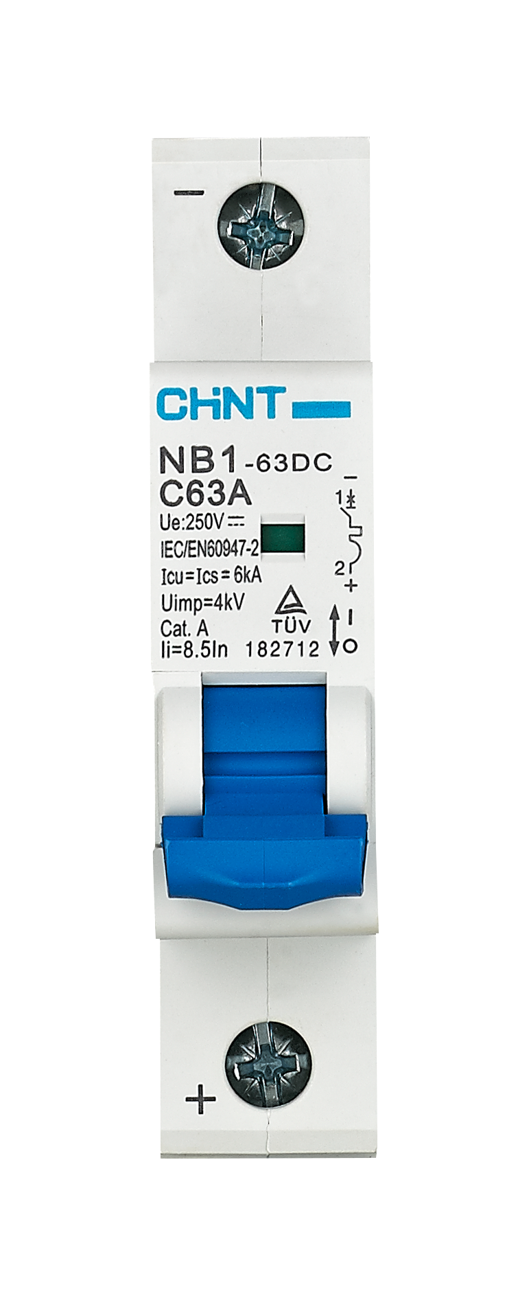 Interruptor Termomagnético CHINT NB1‑63DC 2P 10 A 500 V DC Curva C – Código 07032210CH