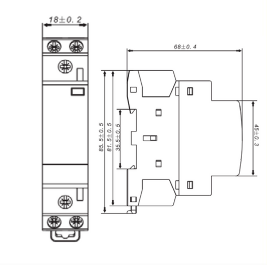 Contactor modular 230Vac/DC 20A, 4KW AC1, 1NA+1NC - 03010206845CH