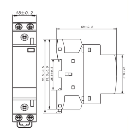Contactor modular 230Vac/DC 25A, 4KW AC1, 1NA+1NC - 03010256845CH