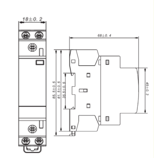Contactor modular 24Vac/DC 25A, 4KW AC1, 1NA+1NC