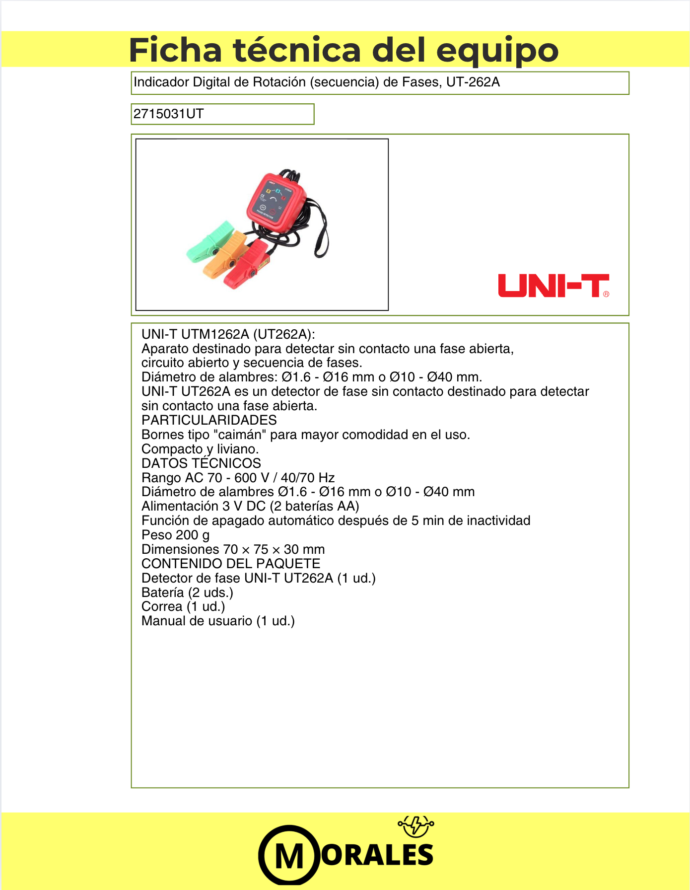 Indicador Digital de Rotación de Fases – UT262A - 2715031UT