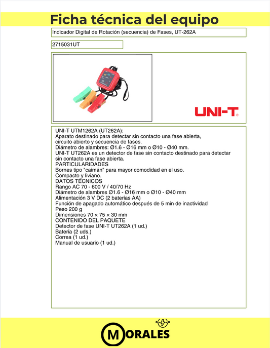 Indicador Digital de Rotación de Fases – UT262A - 2715031UT