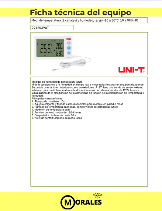 Medidor de Temperatura (2 canales) y Humedad – A12T(CE) 2715039UT