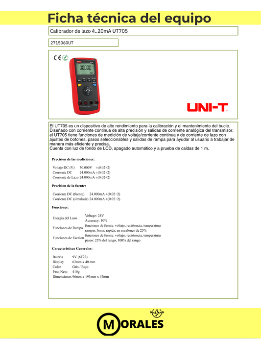 Calibrador de Lazo – UT705 - 2715060UT
