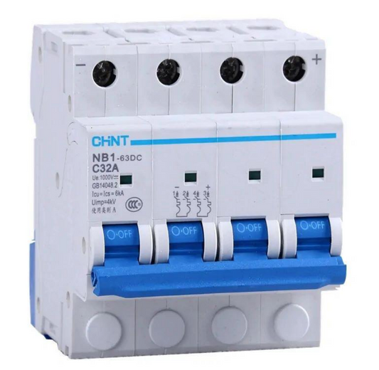 Interruptor Automático CHINT NB1-63DC-2P-C32 2P 32 A 1000 VDC Curva C – Código 07032432CH