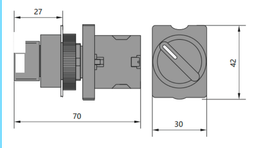 Selector manilla corta plástico CHINT 2 posiciones 0–1, 1 NA – Código 2504101CH