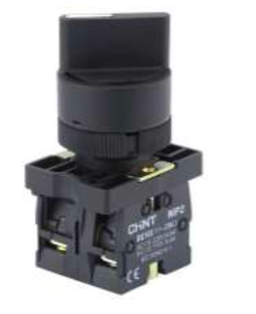 Selector manilla corta plástico CHINT 3 posiciones 1‑0‑2, 2 NA – Código 2504112CH