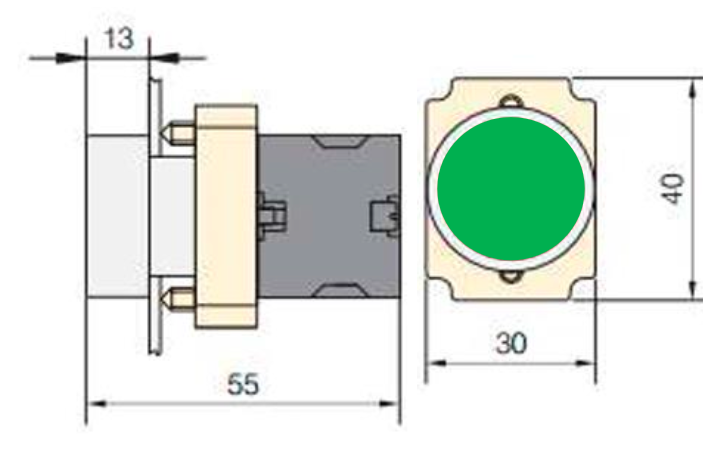 Pulsador metálico verde CHINT NP2‑BA31 1 NA Ø22 mm – Código 2504131CH