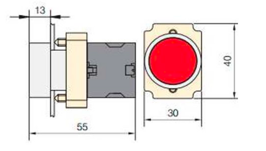 Pulsador metálico rojo CHINT NP2‑BA42 1 NC Ø22 mm – Código 2506102CH