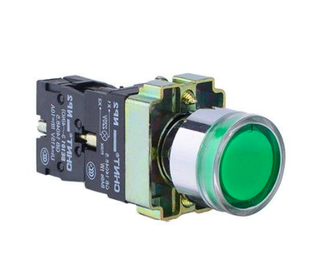 Pulsador luminoso metálico verde CHINT NP2‑BW1361C 220 V LED 1 NA Ø22 mm – Código 2506111CH