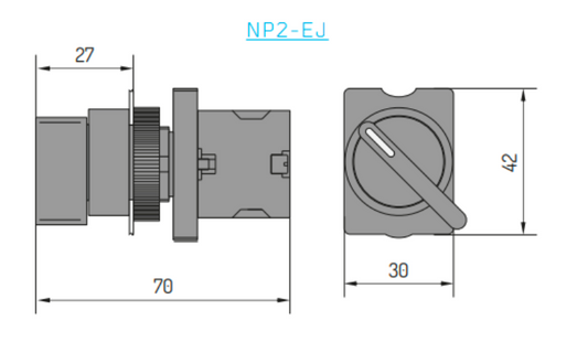 Selector Plástico Manilla Larga CHINT NP2‑EJ21 2 Posiciones (0‑1) 1 NA – Código 2508104CH