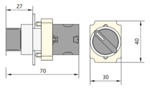 Selector Metálico Manilla Corta CHINT NP2‑BD33 3 Posiciones (1‑0‑2) 2 NA – Código 2508122CH