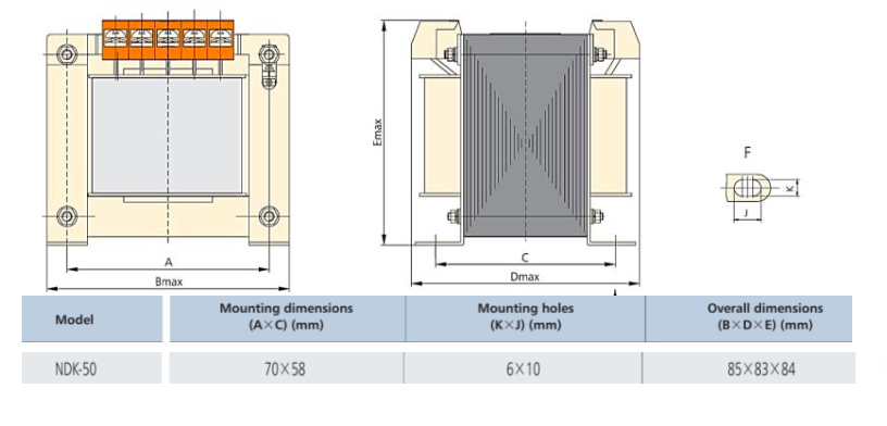 Transformador de Control CHINT NDK‑50VA 50 VA 230 VAC → 24 VAC – Código 29102005CH