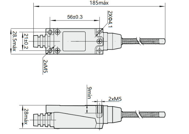 Final de Carrera CHINT YBLX‑ME/8101 Fibra, Varilla Metálica Flexible – Código 57012811CH