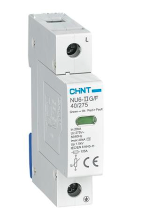 Supresor de Transiente CHINT NU6‑ⅡG 1P 385 VAC Imax 40 kA Clase II – Código 6105002CH
