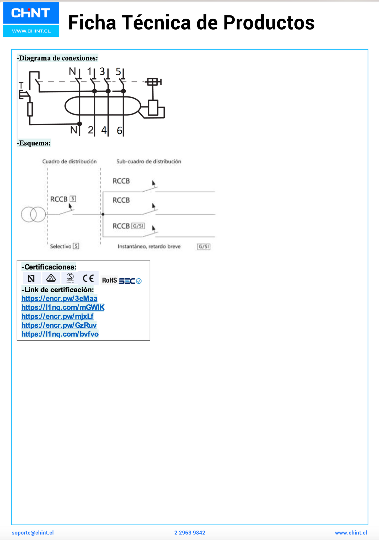 Interruptor Diferencial (RCCB) CHINT NL1 4P 100 A 300 mA Tipo A – Código 070141030CH
