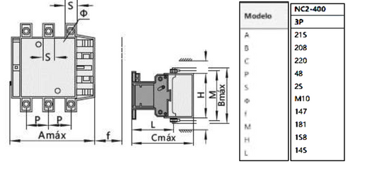Contactor CHINT NC2‑400 3P 400 A AC‑3 (≈ 200 kW) Bobina 220 VAC – Código 03014008011CH