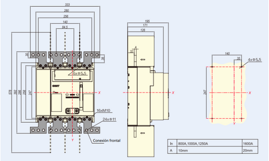 Interruptor Automático en Caja Moldeada CHINT NM8N-1600Q EM 4P 640–1600 A 415 V 70 kA Motorizado AC 230 V – Código 070274081600CH