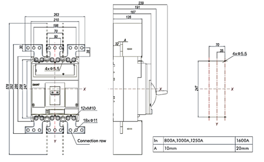 Interruptor Automático en Caja Moldeada CHINT NM8N-1600Q EM 4P 400–1000 A 415 V 70 kA Motorizado AC 230 V – Código 070274071000CH