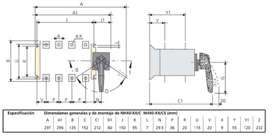 Conmutador Modular para Transferencia CHINT NH40S-1000/4CSW 1-0-2 4P 1000 A con Placa y Mando a Puerta – Código 1704431000CH