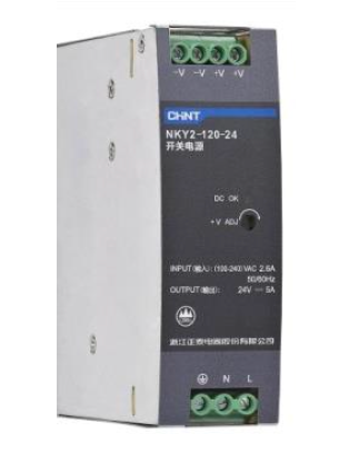 Fuente de Poder CHINT NKY2-240-24 24 V DC 10 A 240 W Entrada 90–264 V AC Montaje en Riel DIN – Código 610924100CH