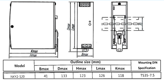 Fuente de Poder CHINT NKY2-120-24 24 V DC 5 A 120 W Entrada 90–264 V AC Montaje en Riel DIN – Código 610924050CH