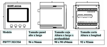 Analizador de Red CHINT PD7777-3SK3 LCD 96×96 mm Comunicación RS-485 380 V 5 A – Código 27100103CH