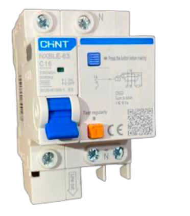 Interruptor RCBO CHINT NXBLE-63 1P+N 16A Curva C 6kA con Diferencial 30mA – Código 07024101603CH