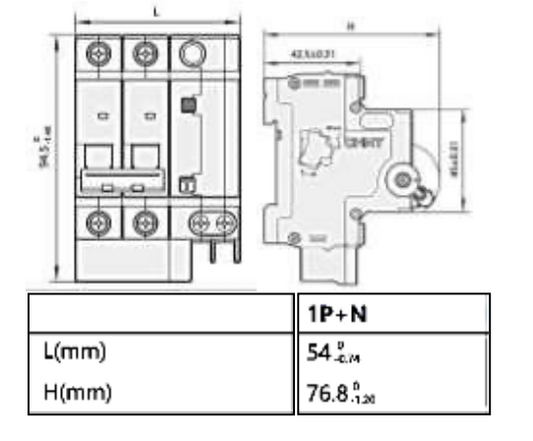 Interruptor RCBO CHINT NXBLE-63 1P+N 16A Curva C 6kA con Diferencial 30mA – Código 07024101603CH