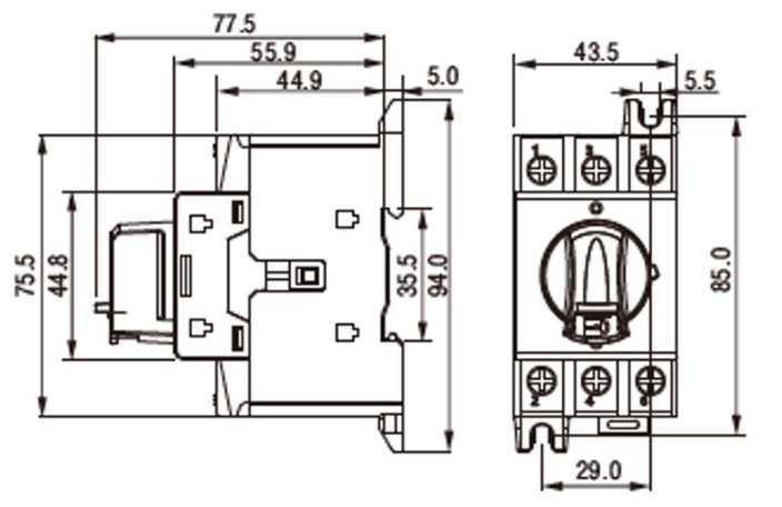 Seccionador a Panel CHINT NF2 3P 63A AC-23A 415V Manilla Roja/Amarilla – Código 170232063CH