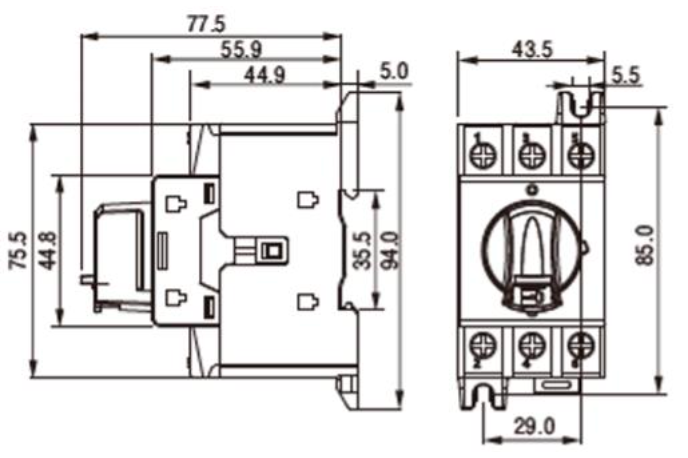 Seccionador a Riel DIN CHINT NF2 3P 63A AC-23A 415V Manilla Gris – Código 170830063CH