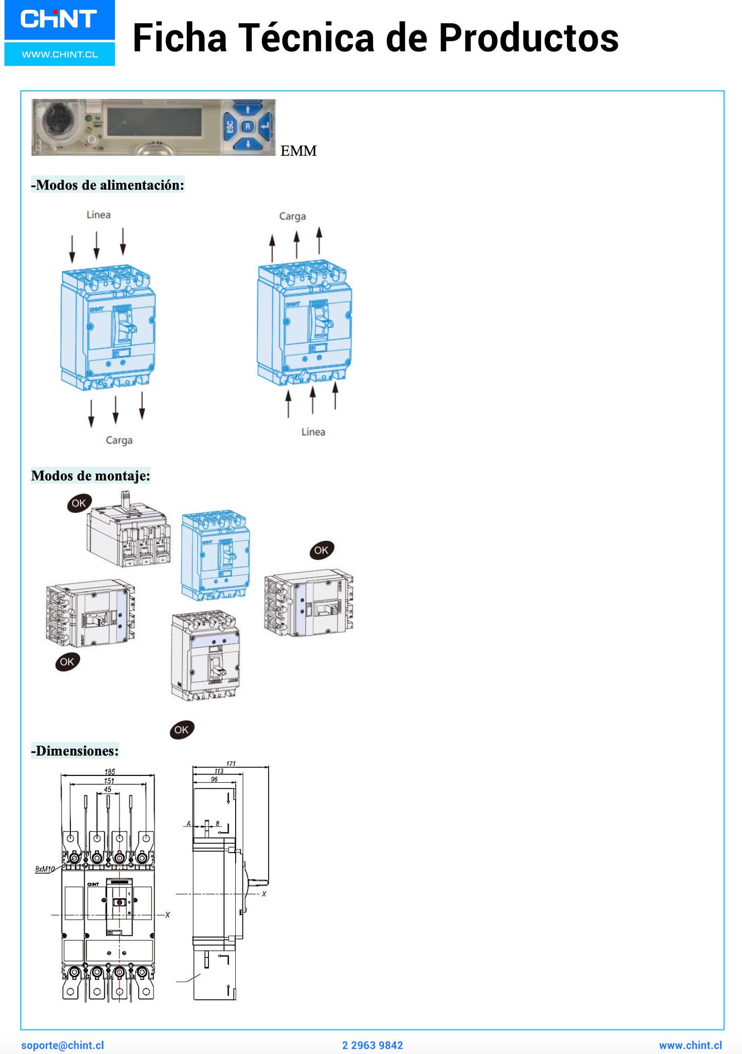 Interruptor Electrónico CHINT NM8N-630Q 4P 630A 70kA 415V – Código 070274060630CH