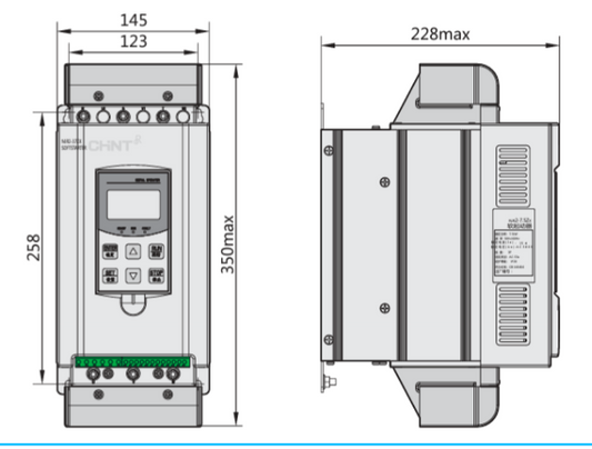 Partidor Suave CHINT NJR2-75ZX 380V 143A 75kW con Bypass Control 230V – Código 11171143CH